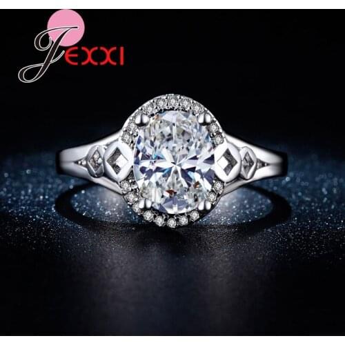 Hot Promotion Wedding Silver Ring Love Crystal Party Rings For Women Wholesale Gift Fashion Jewelry Accessories