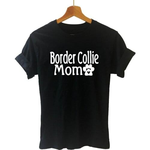 Border Collie Mom Dog Lover Paw Print Unisex Cotton T Shirt Custom Gift Black