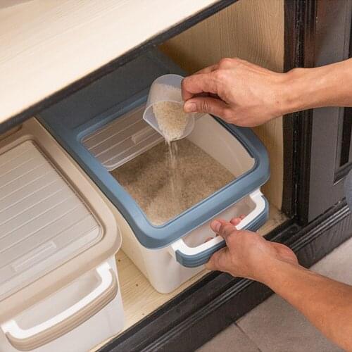 10kg Rice Storage Box Grain Cereal Dispenser Flip Lid Food Organizer Container Rice Container Portable Organizer Kitchen Tools