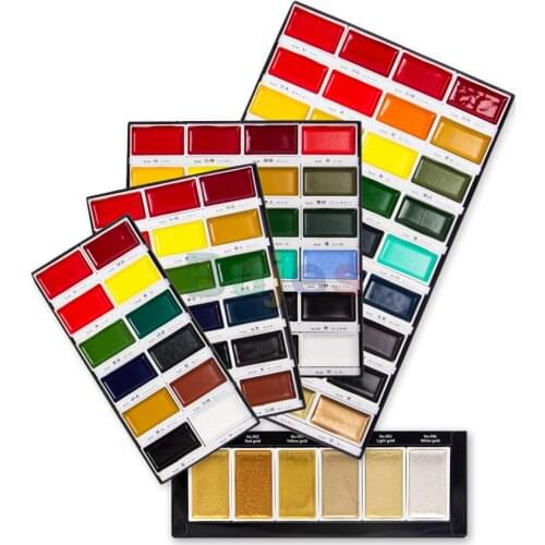 Tinta Aquarela Kuretake Zig Gansai Tambi 12,28,24,36,48 Cores Arte,Cores solidas tradicionais japonesas para,Art supplies
