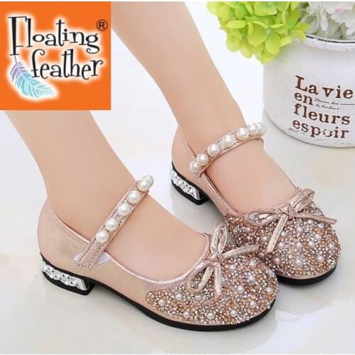 Summer Girls Shoes Bead Mary Janes Flats Fling Princess Glitter Shoes Baby Dance Shoes Kids Sandals Children Wedding Shoes Gold
