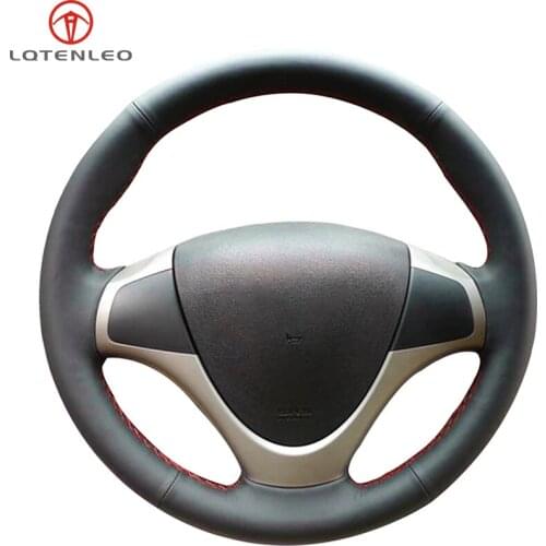 LQTENLEO Black Artificial Leather Hand-stitched Car Steering Wheel Cover For Hyundai i30 2007-2012 Elantra Touring 2007-2012