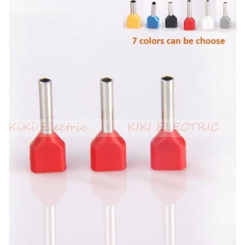 TE1512 Copper Crewel Tube Insulating Terminal 2*1.5mm2 Condutor Dual wire Cord Ends Double Entry Copper Terminals