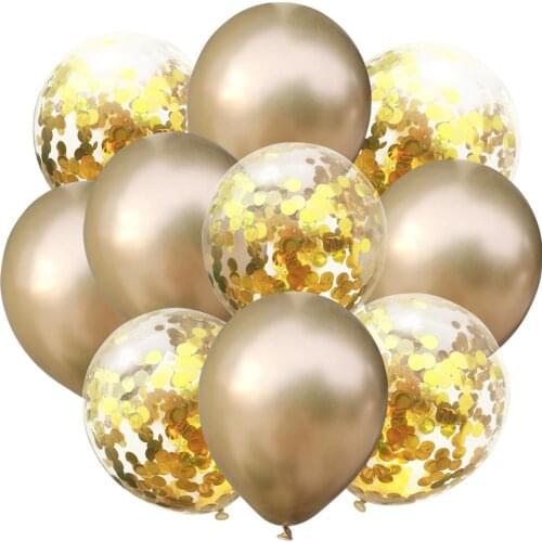 Metal Chrome Latex Balloon Thickened Pearl Sequin Confetti Balloon Combination Wedding Birthday Party Decoration Balloon