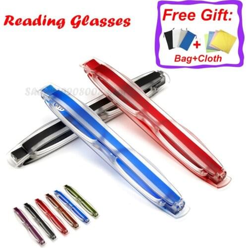 Upgraded 360 Degree Rotation Reading Glasses Ultraportability Mini Slim Folding Eyeglass Spectacles for Old Man Grandmother