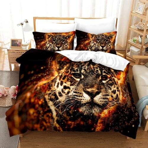 Leopard Bedding Set Single Twin Full Queen King Size Animal Panther Bed Set Childrens Kid Bedroom Duvetcover Sets 3D Design 001