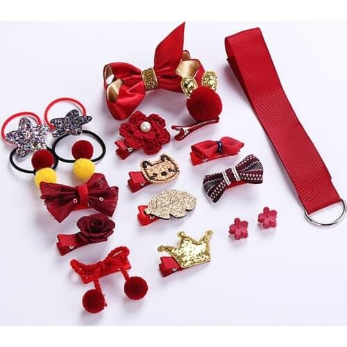 18Pcs Sweet Girls Baby Hair Ties Rope Kids Hair Accessories Set Headwear Scrunchies Hair Clip Elastic Hair Band Christmas Gift