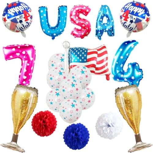 74 Independence Day Balloon Set American Independence Day Latex Balloon Holiday Party Decoration Balloon Set
