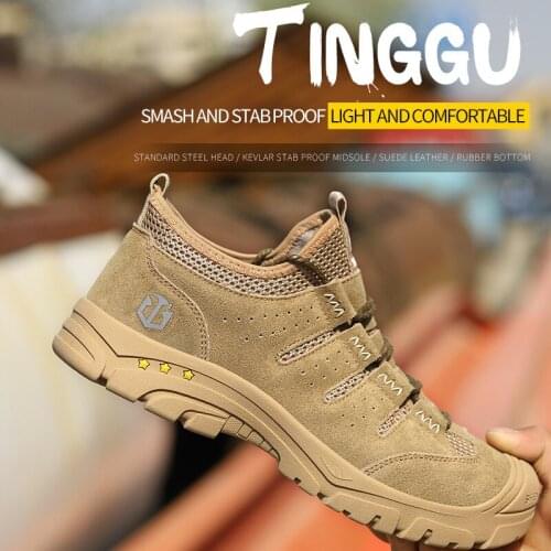 New mens steel head work safety shoes casual breathable outdoor sports shoes anti-puncture boots comfortable industrial shoes