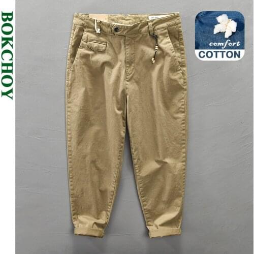 Autumn and Winter New Mens Cotton Solid Color Vintage Casual Pants Z302