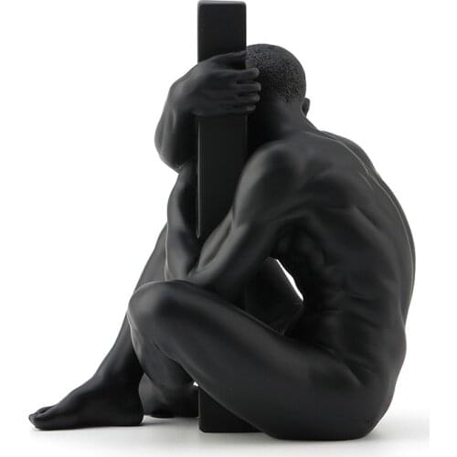 Resin creative human body art naked man and pillar sculpture birthday gift decoration table decoration shop treasure