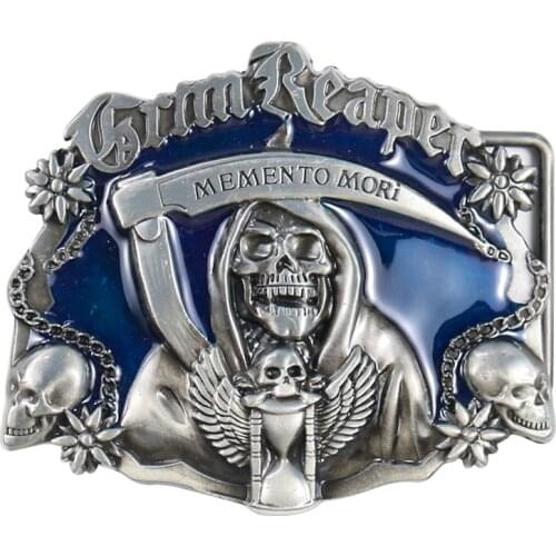 Skull Belt Buckle Luxury Punk Rock Designer Men High Quality Death Sickle Belts Hip Hop Male Strap Buckles Fit 4cm Width Belt