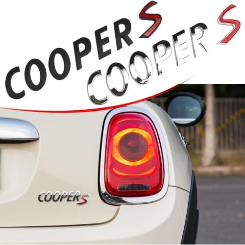Silver Black COOPER S Letters Font Logo Badge Decor Sticker ABS For MINI COOPERS Rear Trunk Nameplate Replace Accessories