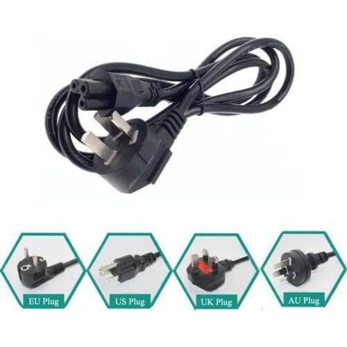 EU/US/AU/UK Plug 1.5M 3 Prong AC Power Adapter Cable For Universal 3 Prong Toshiba HP Acer Asus Dell Samsung PC Laptop Charger