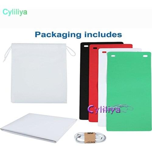 50pcs Mini Led Photo Studio Foldable Shooting Tent Lighting Tent Kit with White and Black Backdrop Portable Photography Box