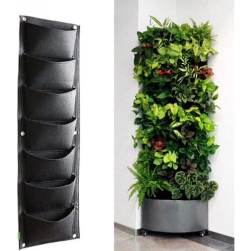 96*30cm 7 Pockets Vertical Garden Planter Grow Bag Wall-mounted Planting Flower Bags Vegetable Living Garden Supplies