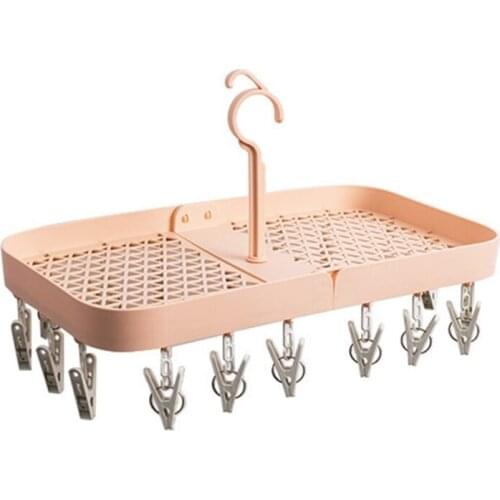 Clothes Drying Rack 18 Clips Pegs Laundry Socks Washing Clothes Airer Dryer Rack Hanging Hanger Multi-clip Drying Socks Cloth