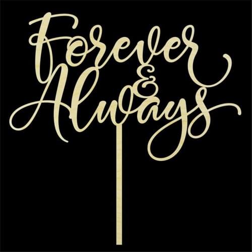 Forever & Always Wedding Cake Topper Bridal Shower Cake Decor Rustic Romantic Cake Topper for Engagement Anniversary Party