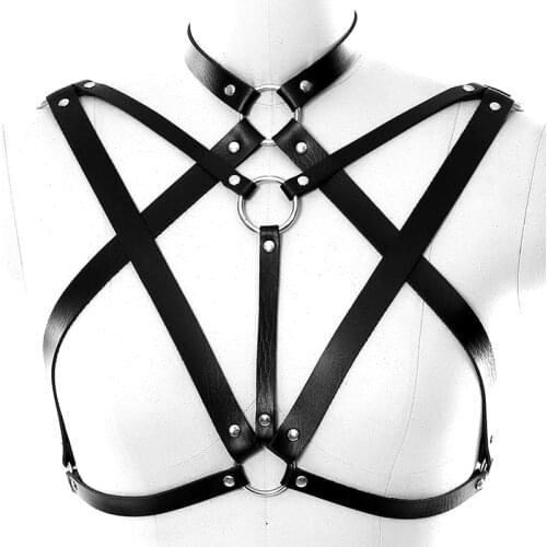 Harness Punk Leather Body Harness Belt Black Women Bdsm Bondage Lingerie Harajuku Goth Club Party Dance Underwear Garter Belt
