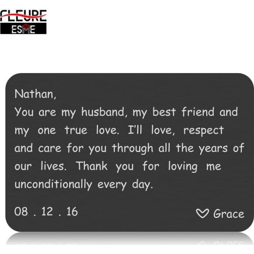 Engraved Name Date Wallet Insert Card Birthday Valentine Personalized Gift for Men Husband Boyfriend from Girlfriend Wife