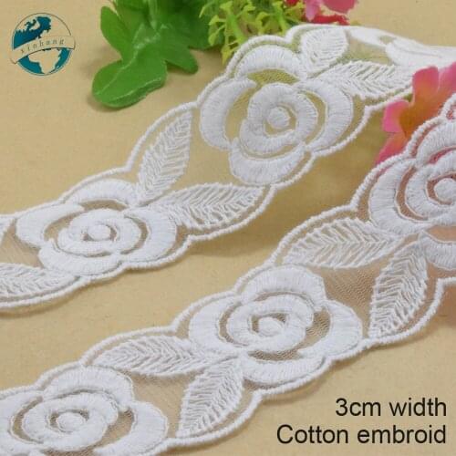 3cm wide polyester embroidery lace sewing ribbon guipure trim wedding decoration DIY dolls colthes Accessories lace edge#4031