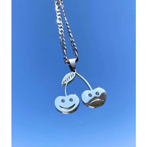 Cherry Jewelry Stainless Steel Womens Neck Chain Expression Necklace for Women Couple Pendants Friends Vintage Goth Gothic Punk