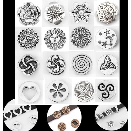 10Pcs 10x7mm Flower Slider Spacer Beads For All Licorice Leather Cord
