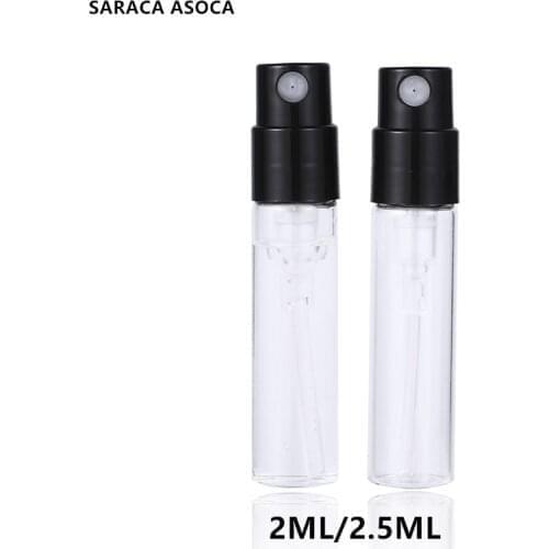 2ml 2.5ml 400pcs/ lots Bayonet Glass Bottle with Black sprayer Sample Perfume Bottle