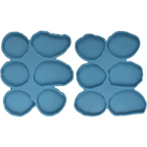 2 Pcs Epoxy Resin Mold DIY Crafts Soap Plaster Wax Making Tool Handmade 6 Irregular Round Casting Silicone Mould