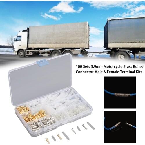 3.9MM DJ211-4A DJ221-4A 4.0 Male and Female Terminal Motorcycle Brass Bullet Connector Male & Female Terminal Kits 100 Sets
