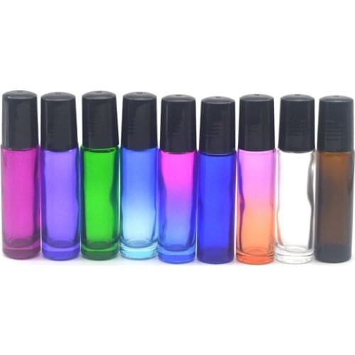 3pcs Gradient Colorful 10cc Thick Glass Roller Bottle Empty Perfume Essential Oil Test Bottle 10ml Roll-On Vial