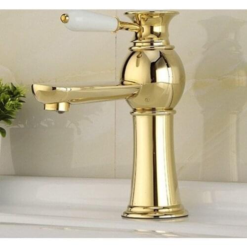 Free shipping Luxury Single Lever Basin Faucet Black And Gold Bathroom Basin Mixer Water Tap with solid brass golden basin tap