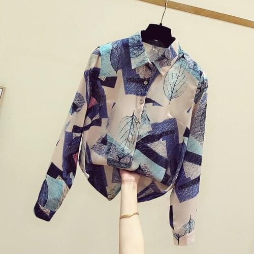 Blouse Real Polyester None Zanzea Plus Size 2020 New Style Shirt Women Foreign Chiffon Print Hit Color Large Size Long-sleeved