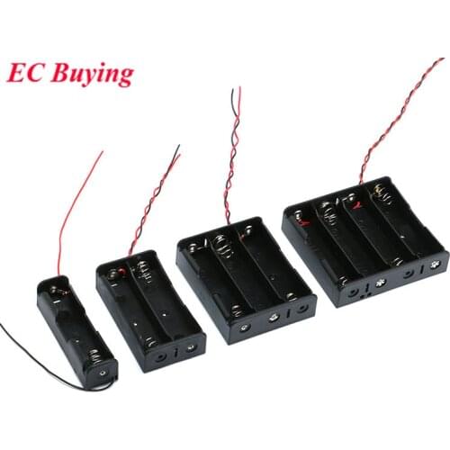 Black Plastic 1/2/3/4 x18650 Battery Storage Box Case 1 2 3 4 Slot Way DIY Batteries Clip Holder Container With Wire Lead Pin
