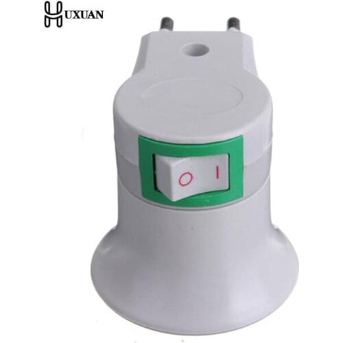 E27 Female Socket To EU Plug Adapter With Power On-off Control Switch E27 Lamp Holder Converter EU Plug E27 Base Socket Ligh