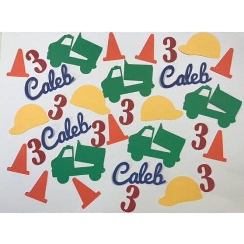 Personalize name or number Construction Birthday Party confettis,baby shower table scatters Christening baptism confettis