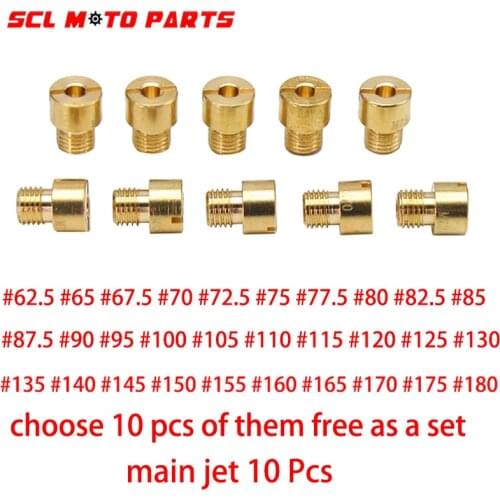 Alconstar-Motorcycle Carburetor Main Jet 5mm Carb Large Round Main Jets #62.5-#180 For VM11-22 Carburetor Racing 10pcs