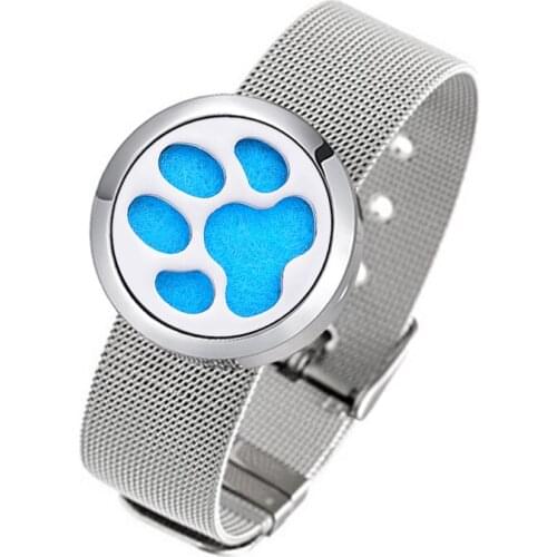 Round (30mm) with Stainless Steel Metal Mesh Band Aromatherapy / Essential Oils Diffuser Locket Bracelet