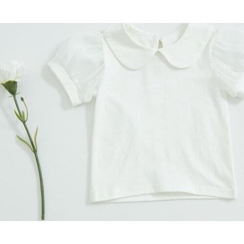 Summer Baby Girl Grapefruit Transparent Short-Sleeved White Sweet T- shirt Doll Collar Clothes Childrens Clothing