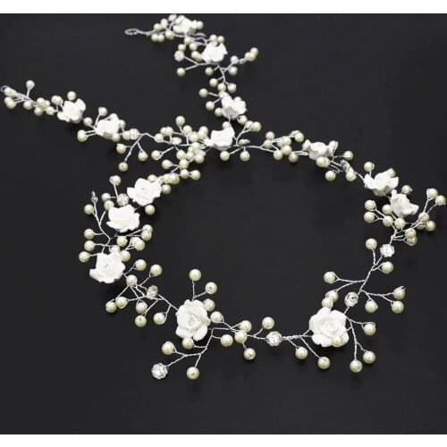 Cute Romantic Flower Pearls Bridal Headpiece Jewelry For Girls Crystal Crown Wedding Headbands Forehead Hair Accessories 2020