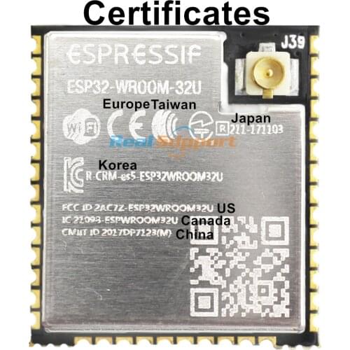 ESP32-WROOM-32U WiFi+Bluetooth Module with CE FCC KCC MIC IC NCC SRRC Wi-Fi BQB Certificates