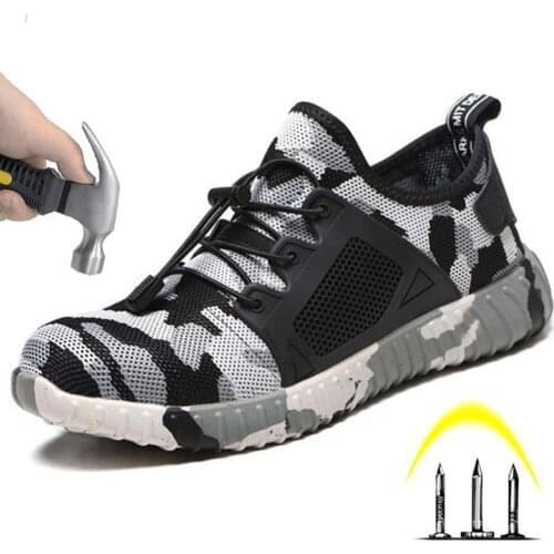 2020 New Mens Boots Breathable Steel Head Anti-smashing Safety Shoes Anti-puncture Outdoor Safety Sneakers Men Work Boots