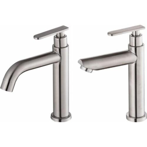 Stainless Steel Single Cold Water Tap Quickly Open Type Bathroom Basin Faucet Deck Mount Rust And Corrosion Resistance Sink Tap