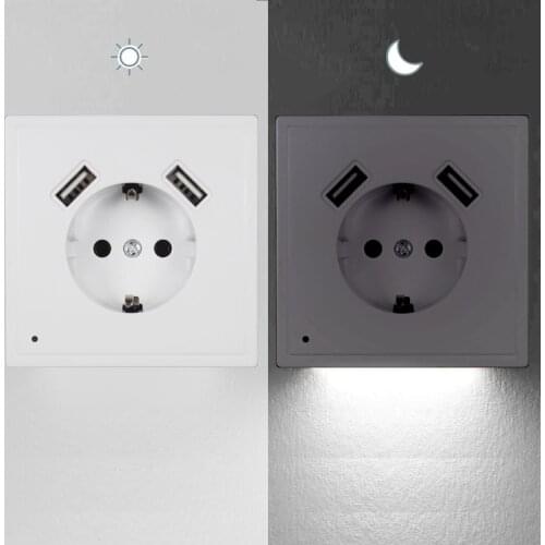 New USB wall socket wall outlet with double USB 5V2A free shipping EU standard Phone charger JA8
