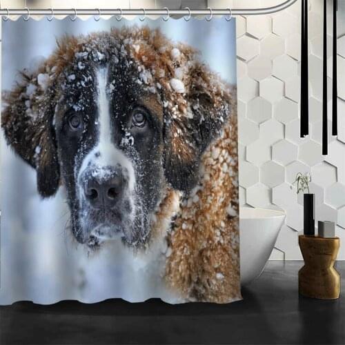 New Custom Animals Dogs Shower Curtain Bath Curtain Waterproof Fabric Bathroom Curtain A2020.5.26