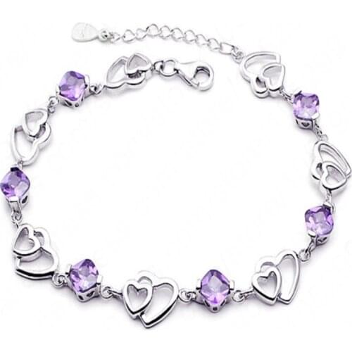 New Arrival Heart Shape 925 Sterling Silver Charm Cubic Zircon Bracelet/Bangles Women Jewelry Fast Shipping