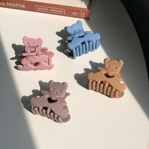 Solid Color Bear Matte Hair Claw Crab Girls Kids Acrylic Hair Accessories Candy Color Hair Pins Cute Hair Clips For Women 2021