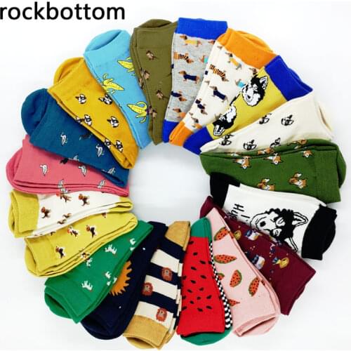 35-43 Autumn Animal Socks Colorful Sausage Dog Cotton Cartoon Couple Socks Breathable Absorbent Support Wholesale Zoo