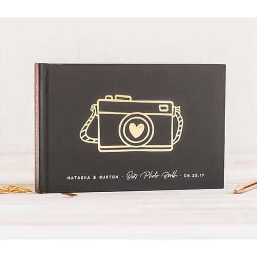 Personalized Wedding Photo book Custom Wedding book Gold Foil wedding guest book Horizontal baby guestbook Vintage scrapbook