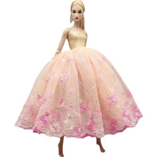 Nobel 11.5" Doll Dresses for Barbie Clothes Princess Outfits Floral Multi Layer Lace Wedding Gown 1/6 BJD Accessories Girl Gift